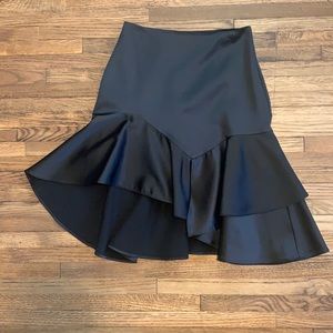 Zara Black Ruffle Slit Skirt, Size Small